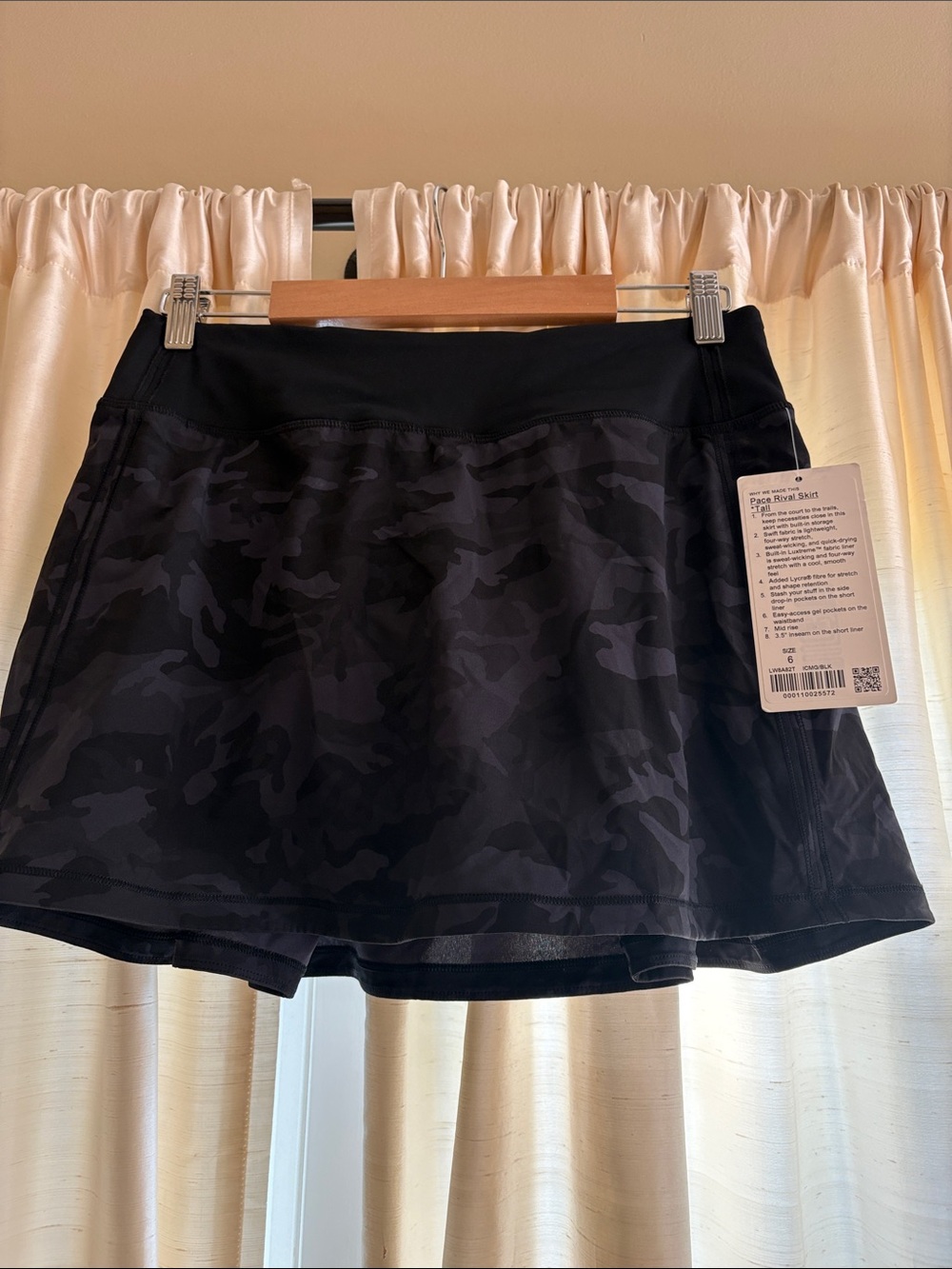 NWT Lululemon Pace Rival Skirt Tall 15" Camo Deep Coal Size 6